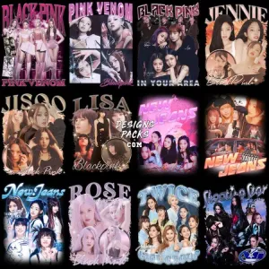 14 KPOP Music Bootlegs Girls Band Designs Bundle PNG