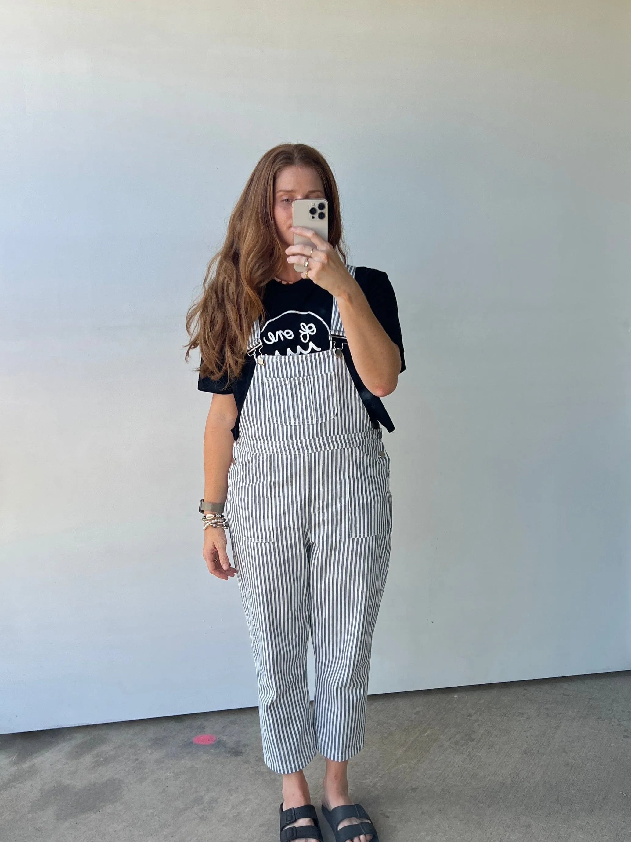 Adult Denim Overalls in Pinstripe