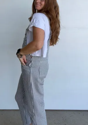 Adult Denim Overalls in Pinstripe