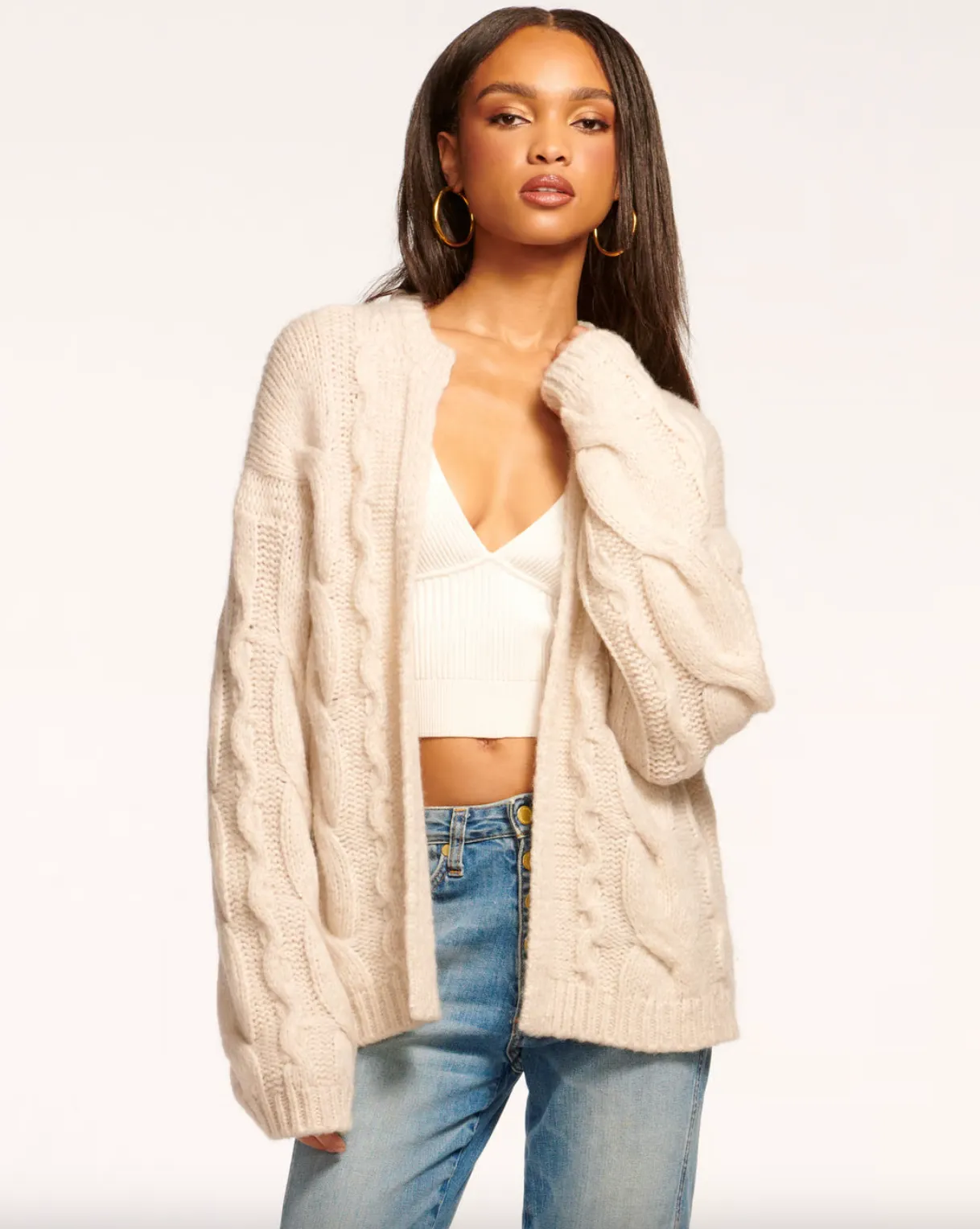 Agnes Convertible Cardigan Sweater & Scarf - Oatmeal