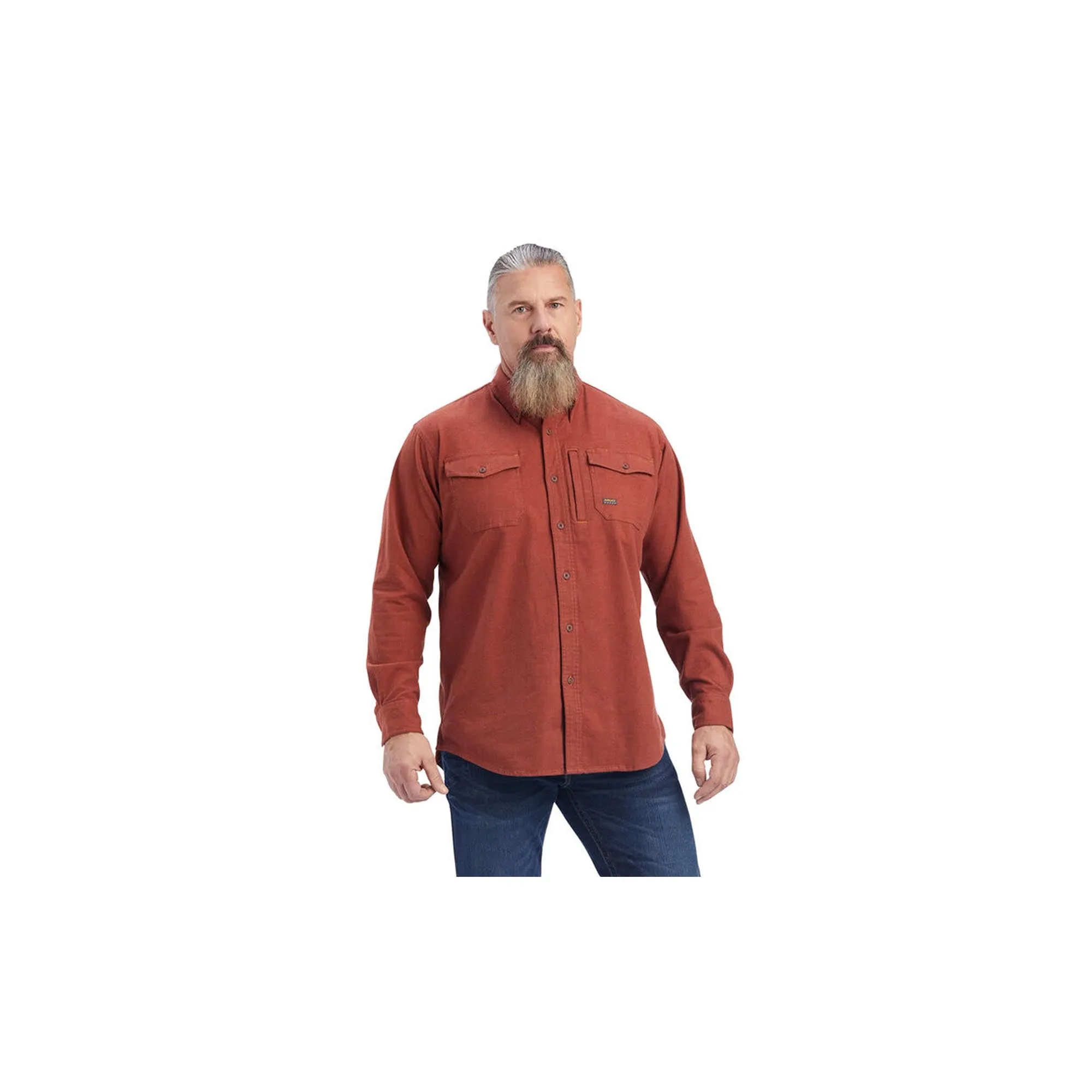 Ariat Rebar Flannel Durastretch Work Shirt Long Sleeve Cherry Mahogany