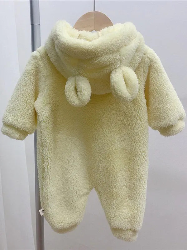 Baby Fuzzy Bear Fleece Hood Onesie