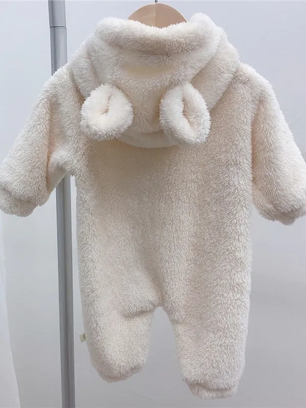 Baby Fuzzy Bear Fleece Hood Onesie