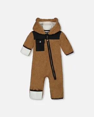 Baby One-Piece Sherpa Mid-Season Outerwear Tan And Black