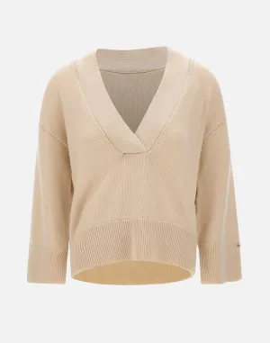 Beige Wool and Cashmere Blend Sweater