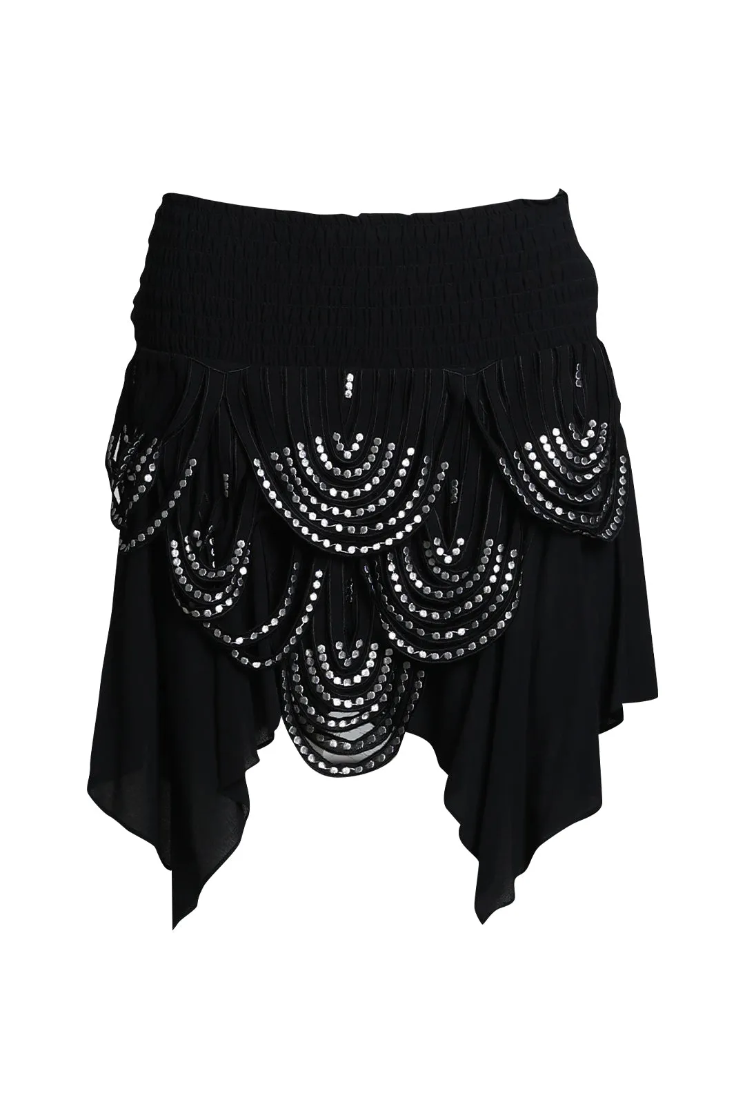 Black and Silver Tiered Mini Skirt