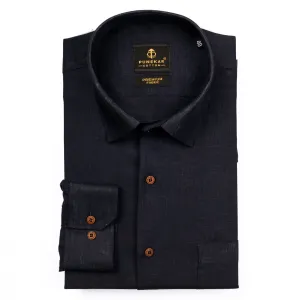 Black Color Prime Linen Shirt For Men