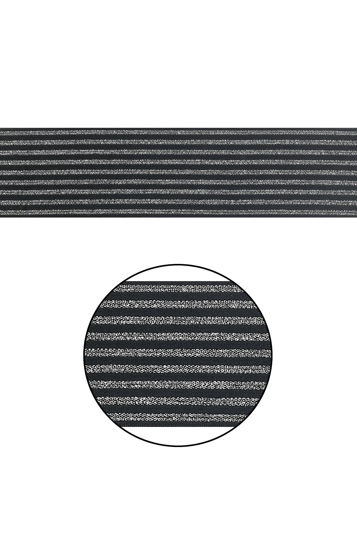 Black Patterned Webbing Polyester Woven Elastic with Lurex Thread