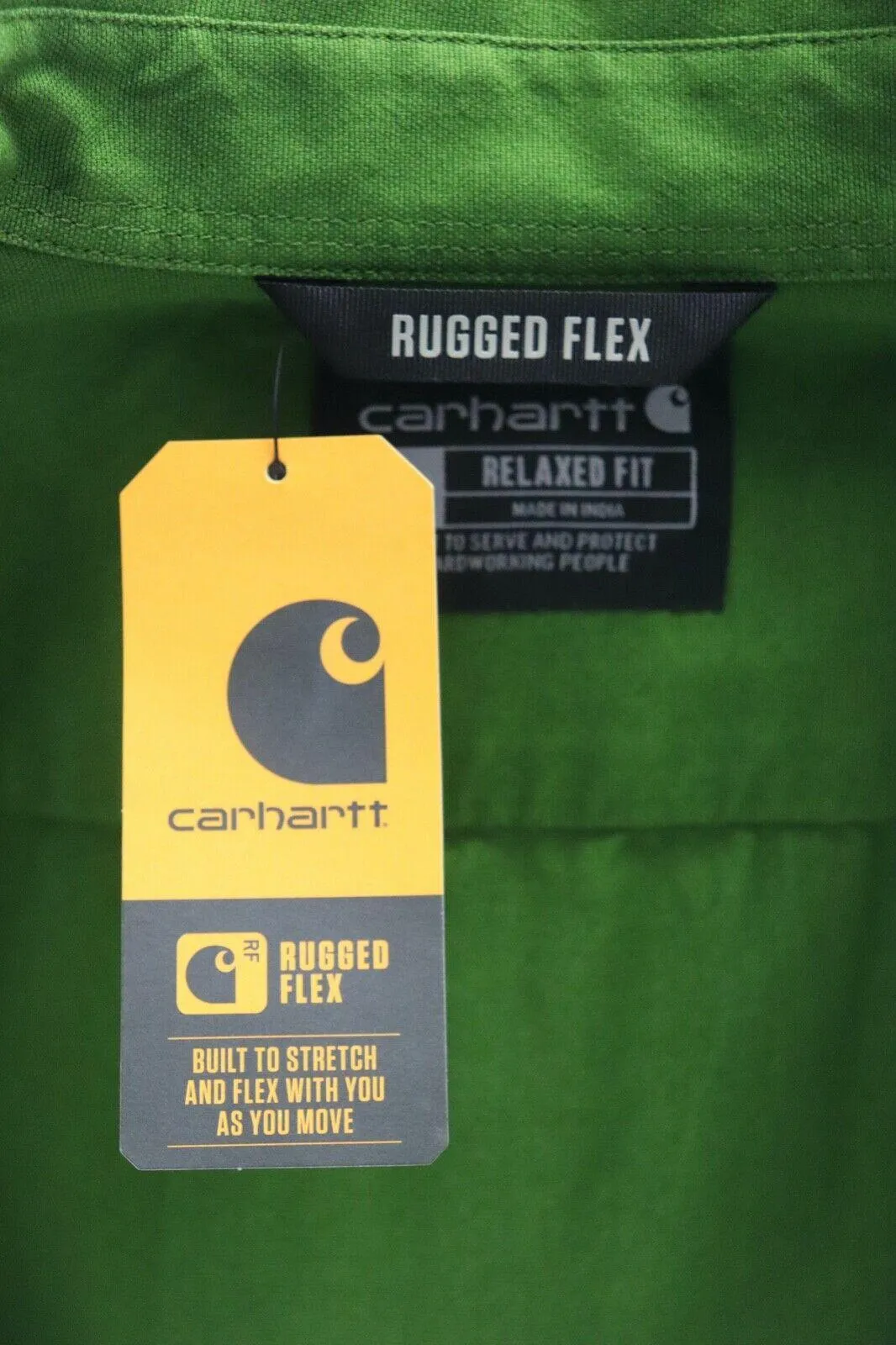 Carhartt Men's Flannel Shirt Lime Green Rugged Long Sleeve (328)