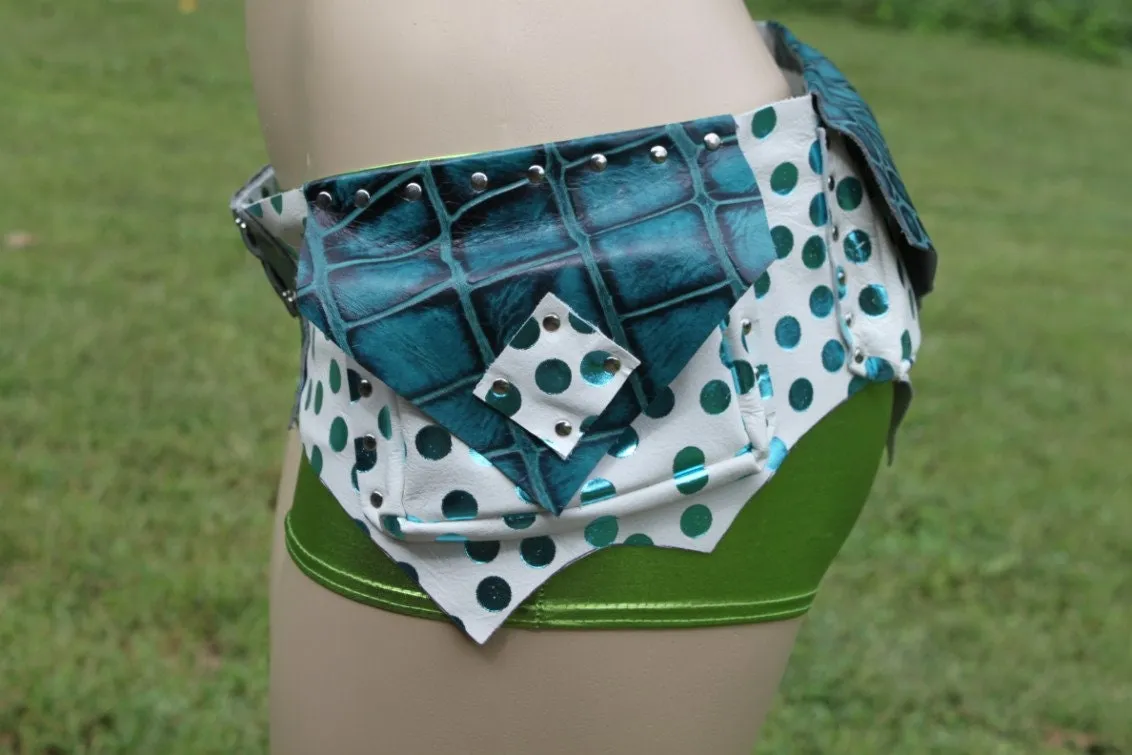 CLEARANCE, The POLKA, Leather Utility Belt, Fanny Pack, Pocket Belt, Festival Belt, Water Goddess Belt, Hippie Festival Belt