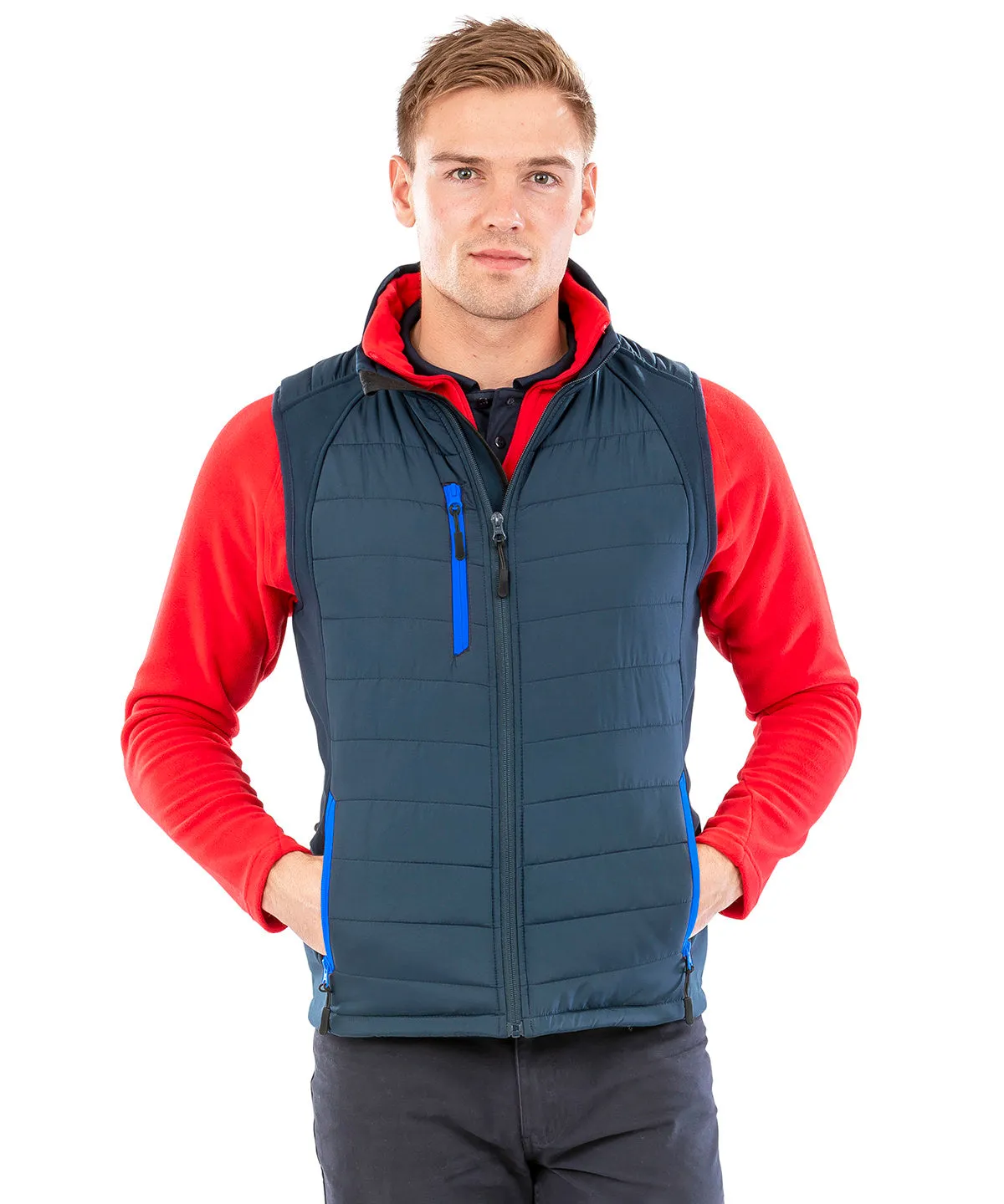 compass padded softshell gilet | Navy/Grey