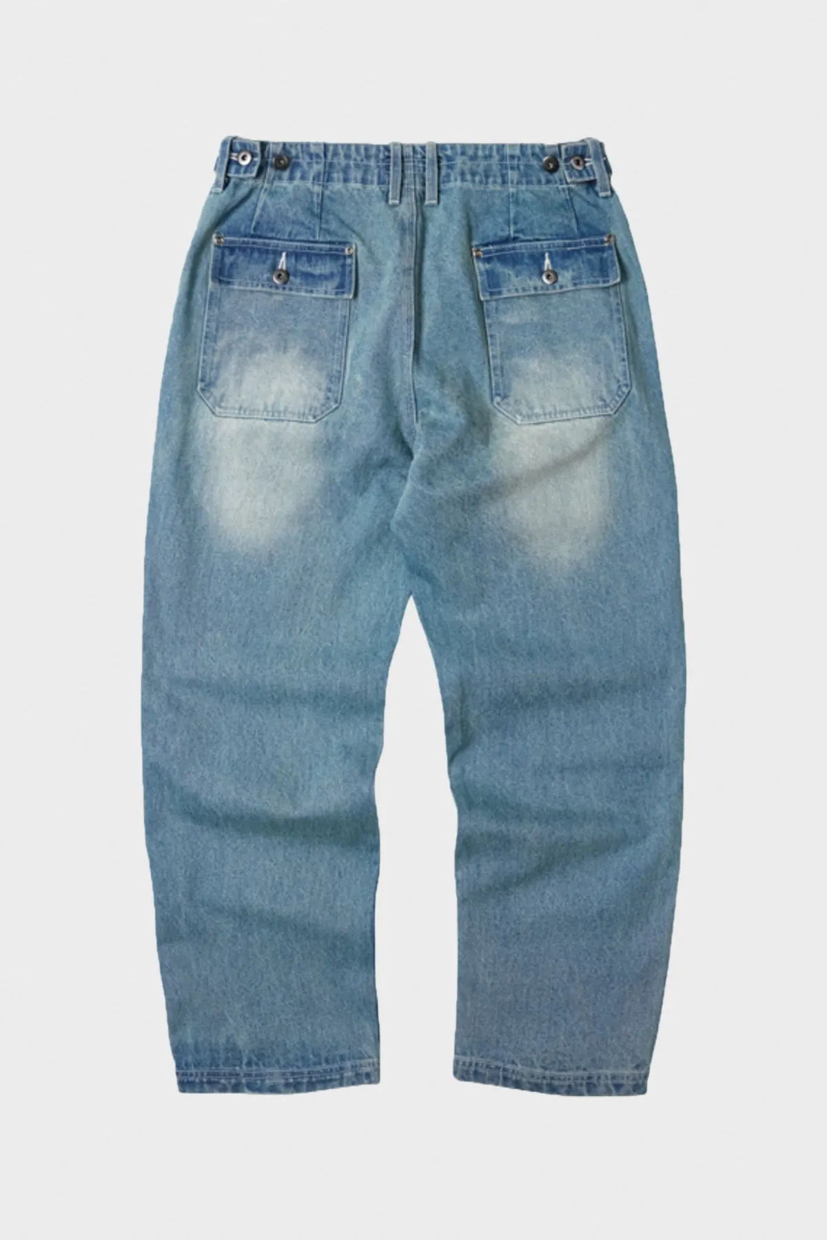 Denim Double Knee Work Pants - Light Blue