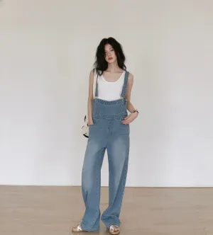 Drop Style Denim Overalls in Blue