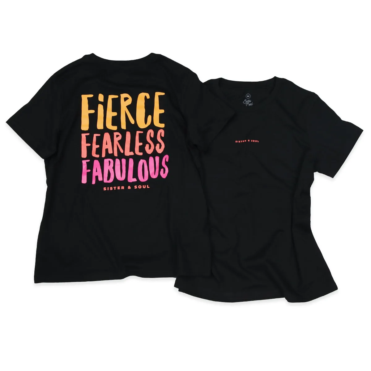 FIERCE FEARLESS FABULOUS - Black Boxy Tee - Colourful Print