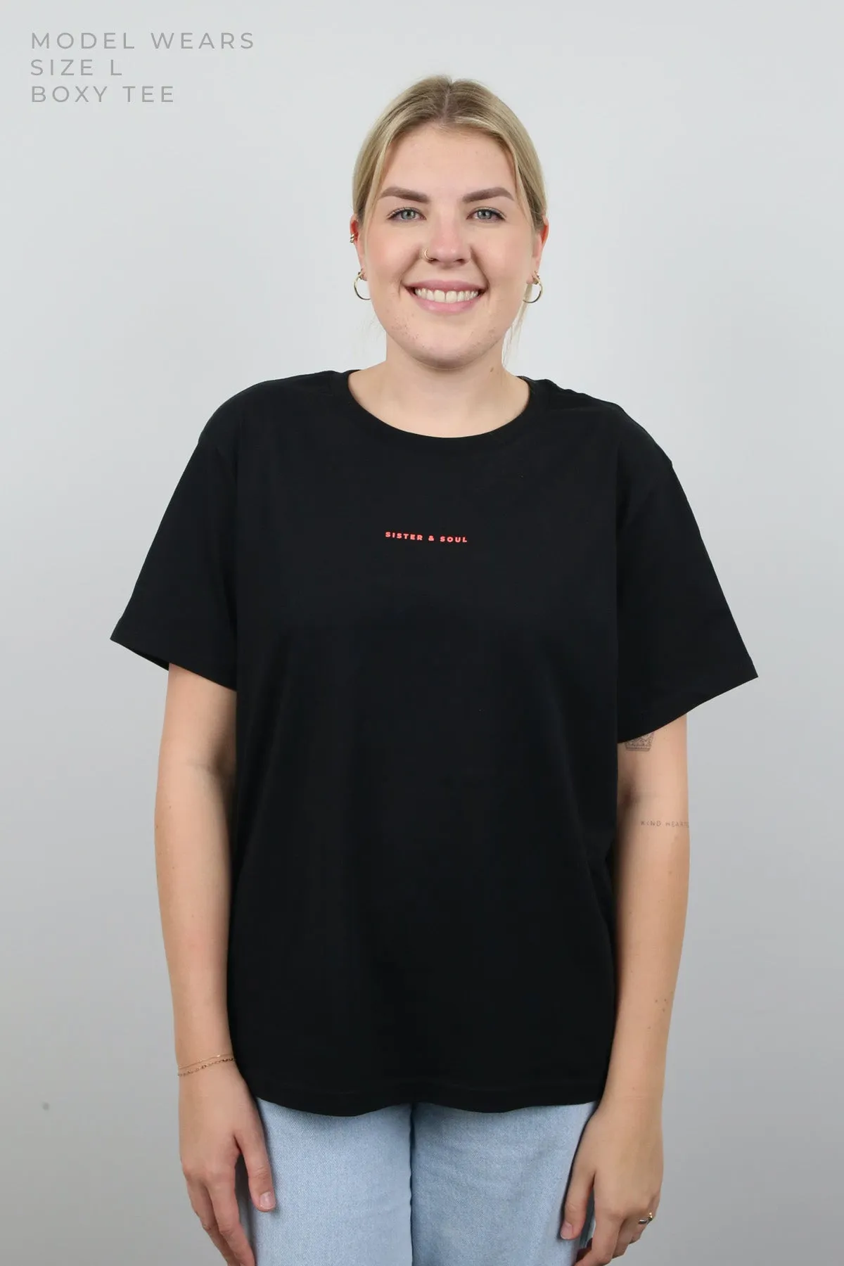 FIERCE FEARLESS FABULOUS - Black Boxy Tee - Colourful Print