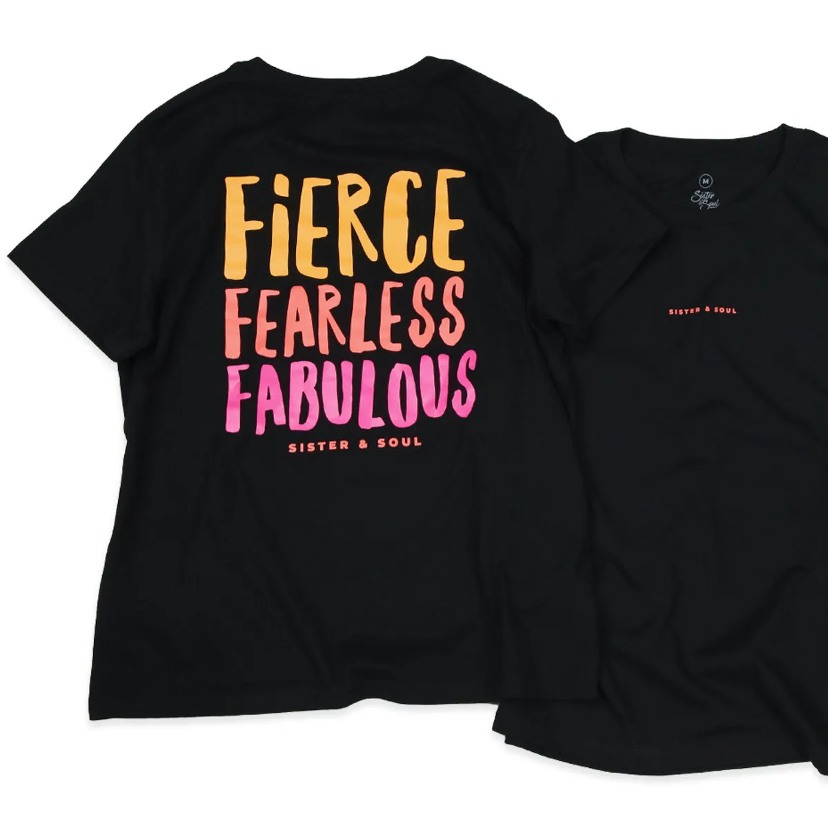 FIERCE FEARLESS FABULOUS - Black Boxy Tee - Colourful Print