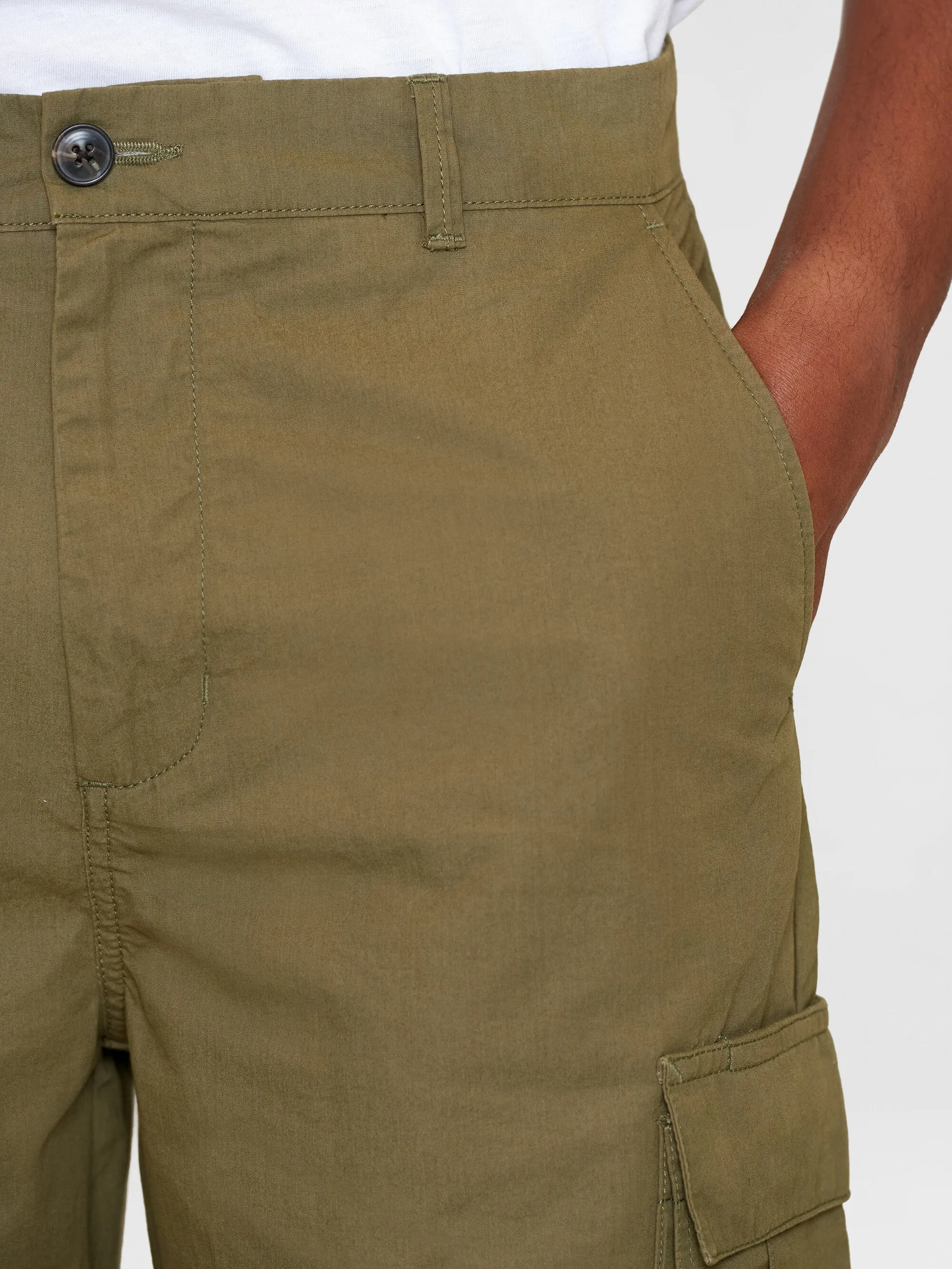 FIG loose cargo poplin pants - GOTS/Vegan - Burned Olive