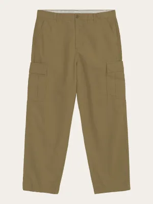 FIG loose cargo poplin pants - GOTS/Vegan - Burned Olive