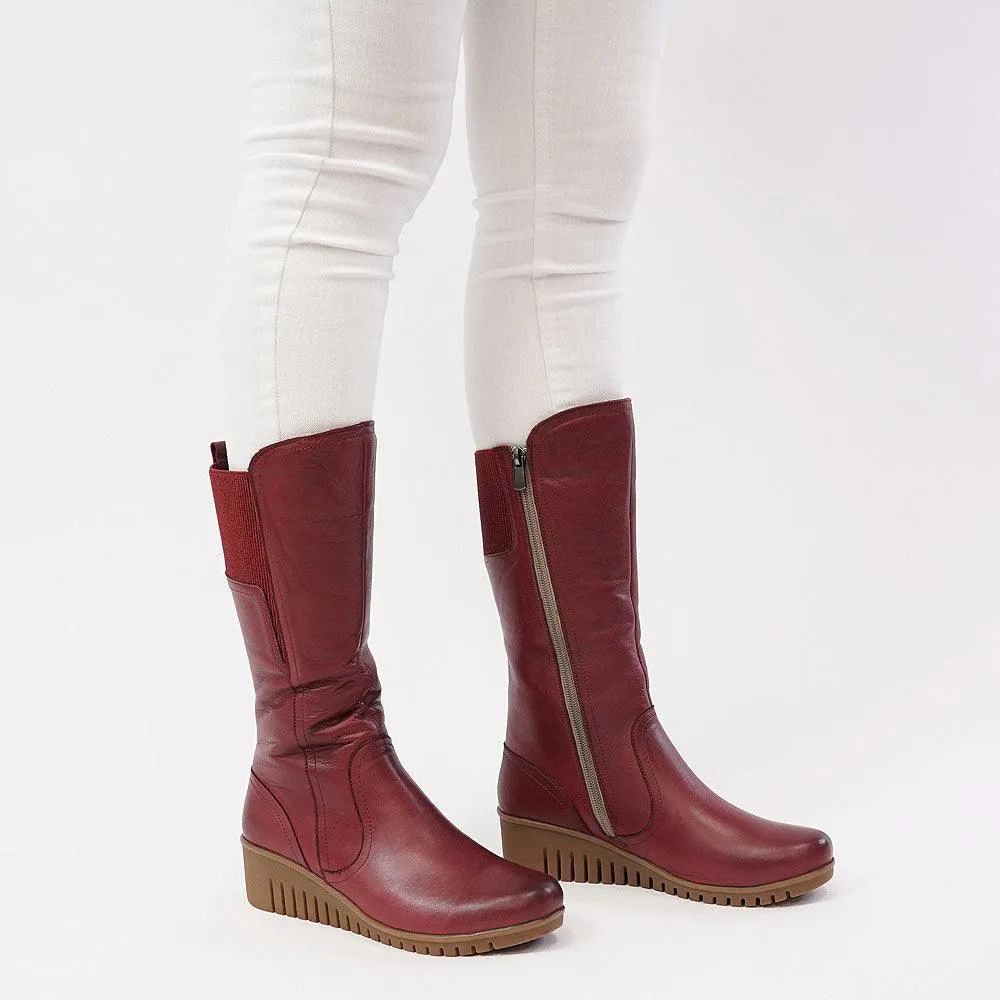 Foam Bordeus Leather Knee High Boots