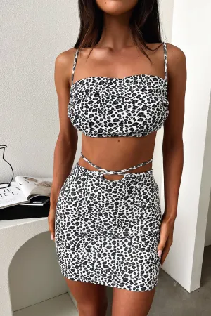 Hovey Skirt - Black / White Cheetah