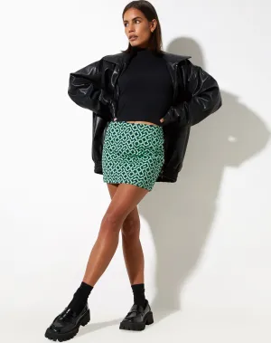 Ima Mini Skirt in Retro Tile Green