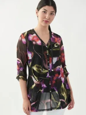 Joseph Ribkoff T Black Multi Floral Printed Blouse 221184 178