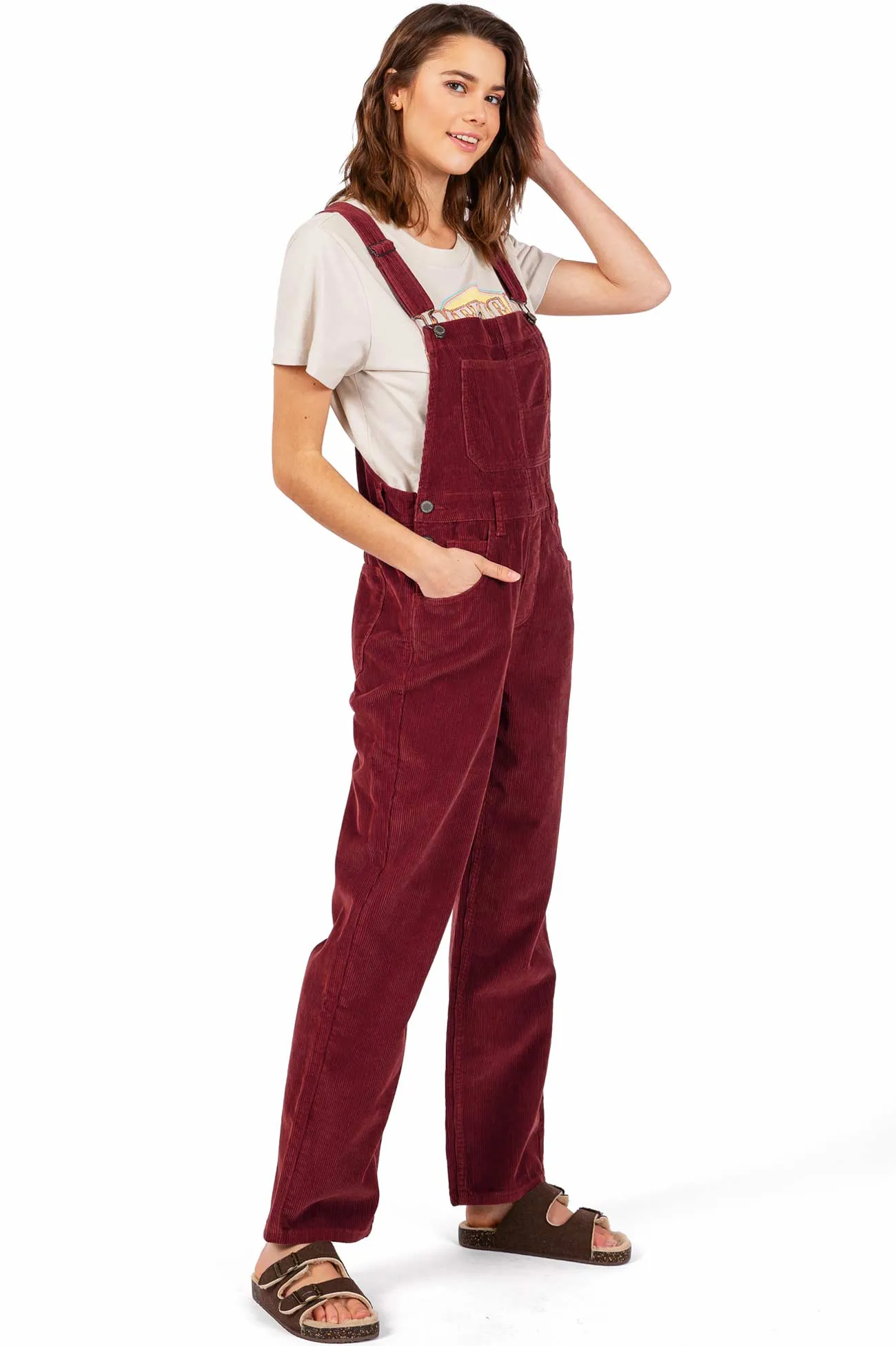 Lana Roux Relaxed Corduroy Boyfriend Overalls