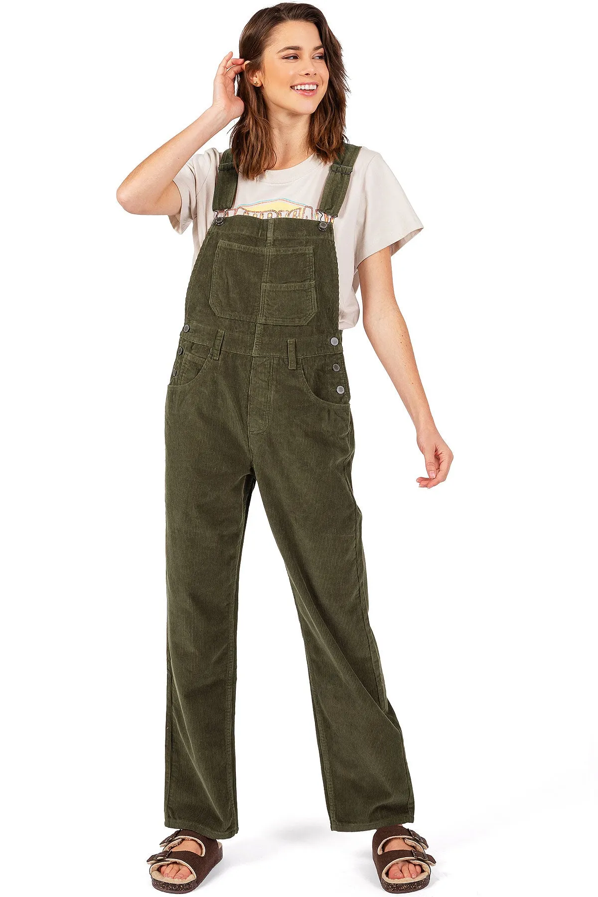 Lana Roux Relaxed Corduroy Boyfriend Overalls