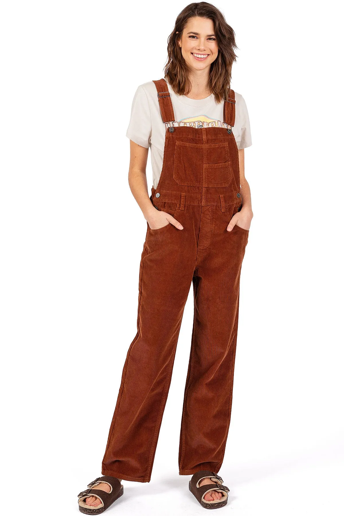 Lana Roux Relaxed Corduroy Boyfriend Overalls