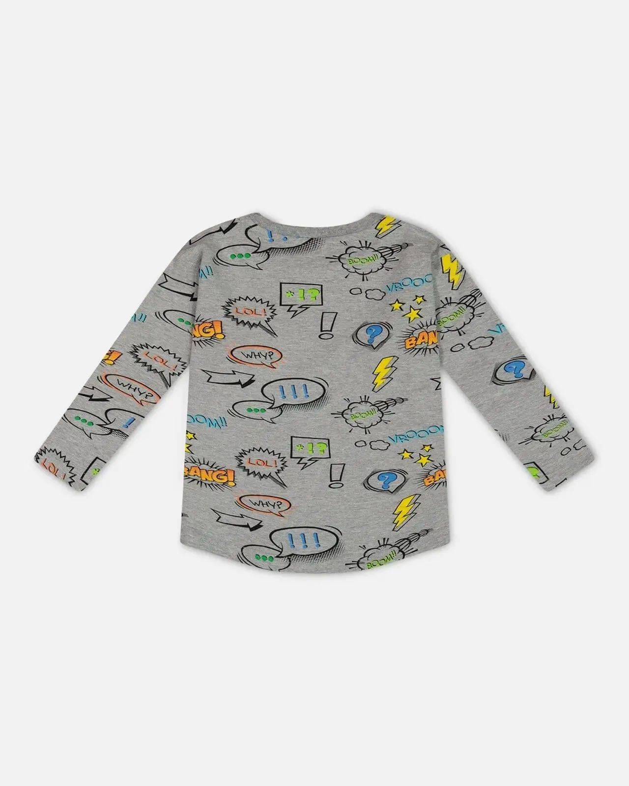 Long Sleeve Printed T-Shirt Gray Mix