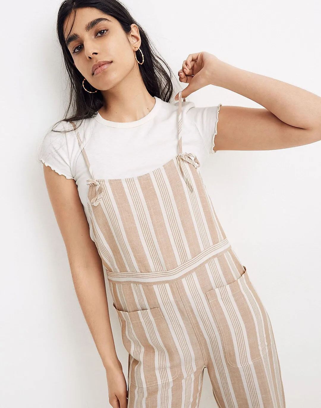 Madewell Neutral Linen Overalls (XS)