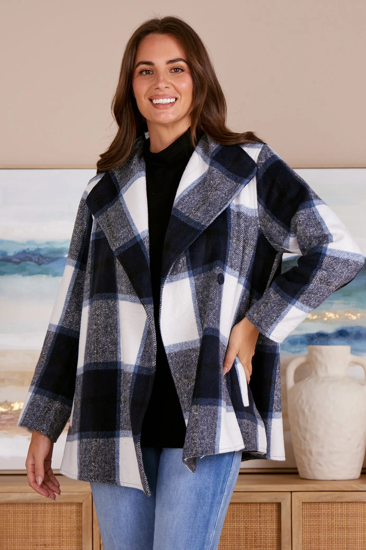 Madison Plaid Coat - Ink Check