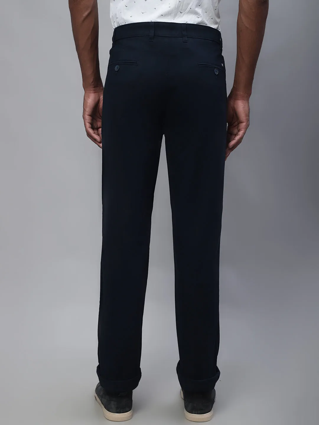 Men's Casual Pleated front Navy Blue  Trousers