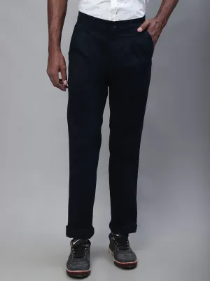 Men's Casual Pleated front Navy Blue  Trousers