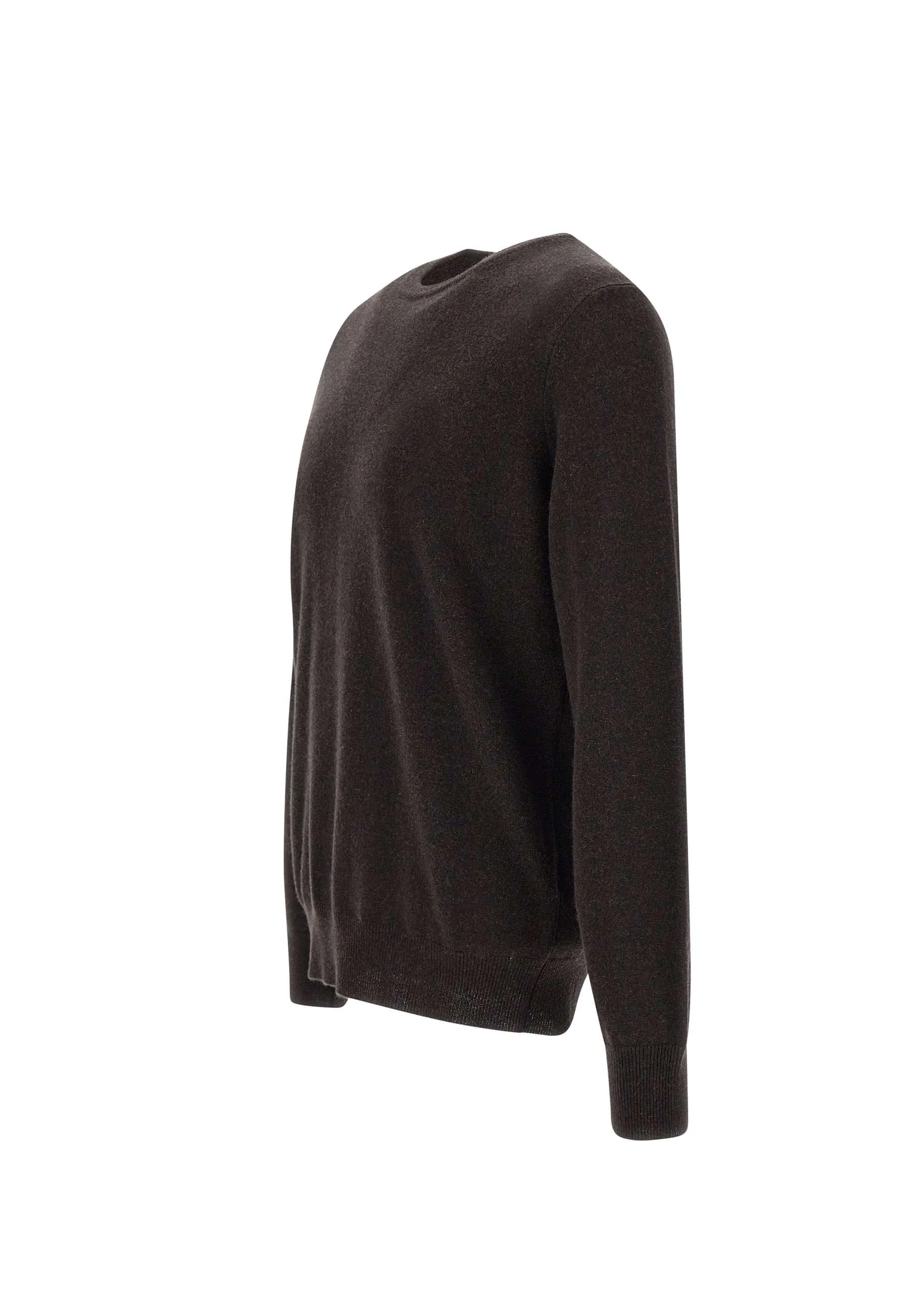 Men's Dark Brown Cashmere and Wool Sweater