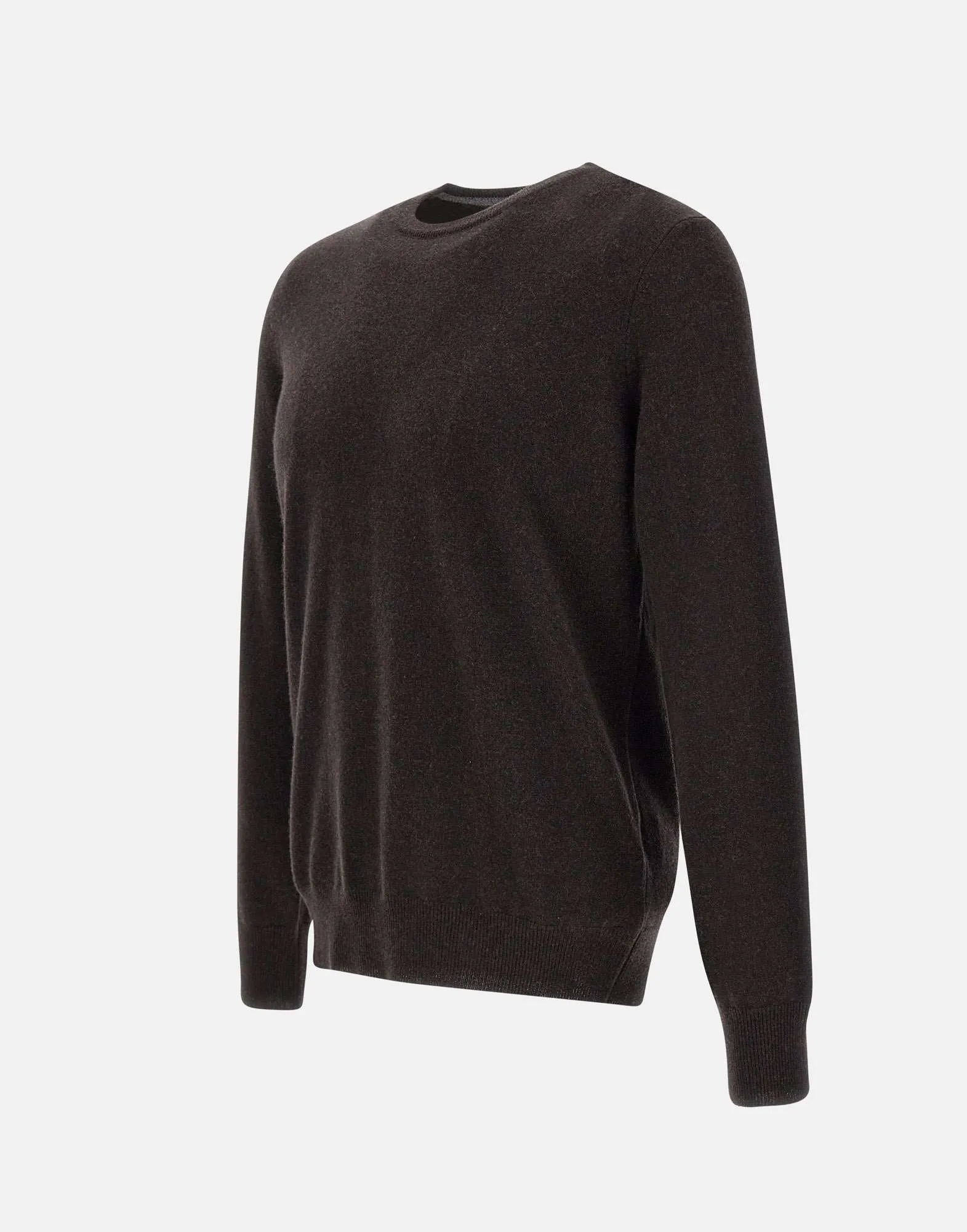 Men's Dark Brown Cashmere and Wool Sweater