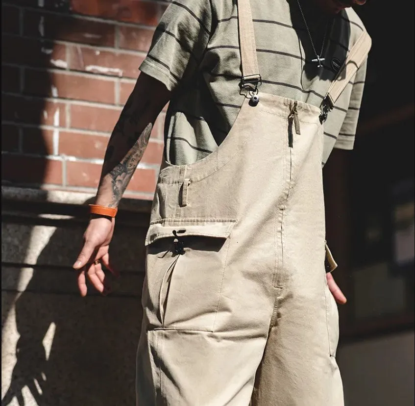 Men's Khaki Streetwear Overalls