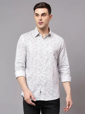 Men's White Party Paisley Print Full Sleeve Shirt