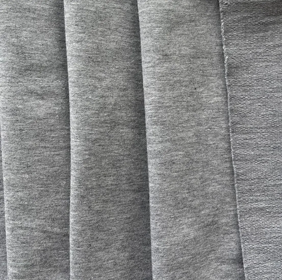 Mid-Weight Heathered Dolphin Grey Cotton French Terry Knit (Made in Italy)