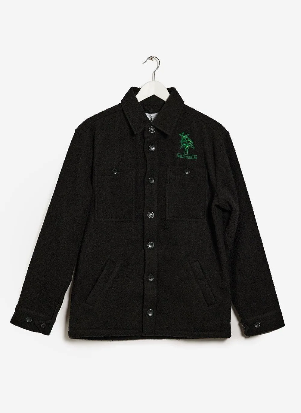 Nettle Embroidered Blanket Overshirt | Casentino Wool | Black