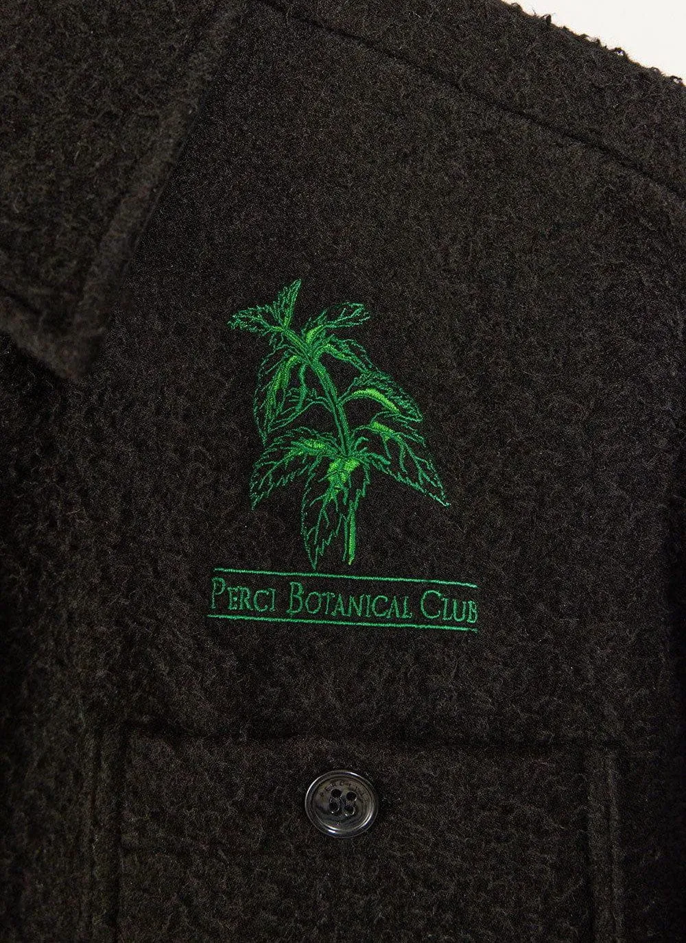 Nettle Embroidered Blanket Overshirt | Casentino Wool | Black