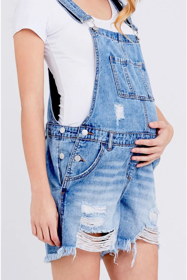 Ollie Denim Short Maternity Overalls by Ripe