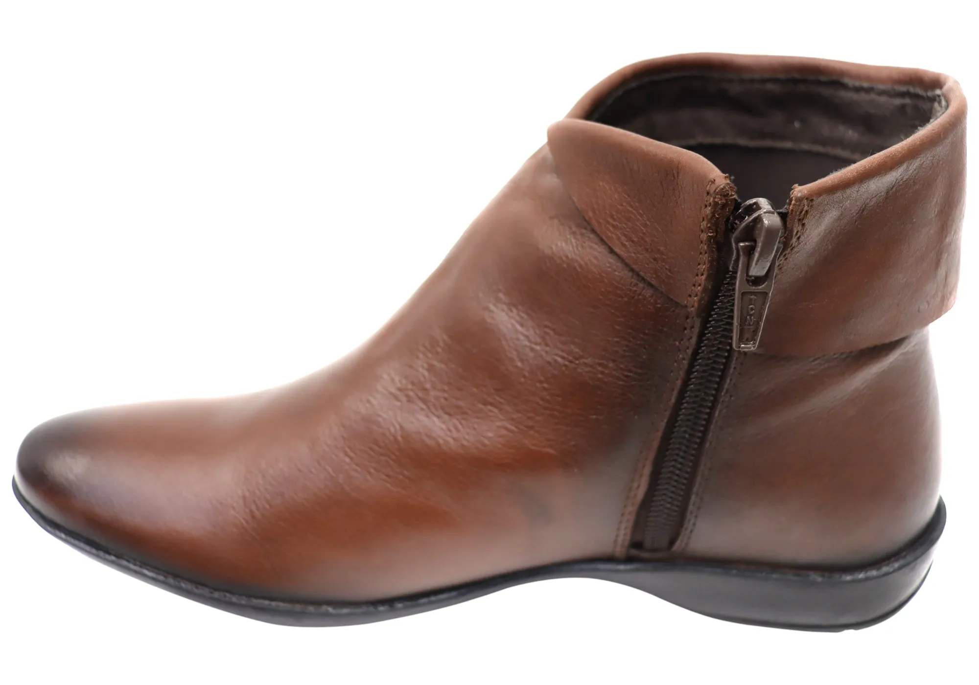 Perlatto Lotty Womens Comfortable Leather Ankle Boots Made In Brazil