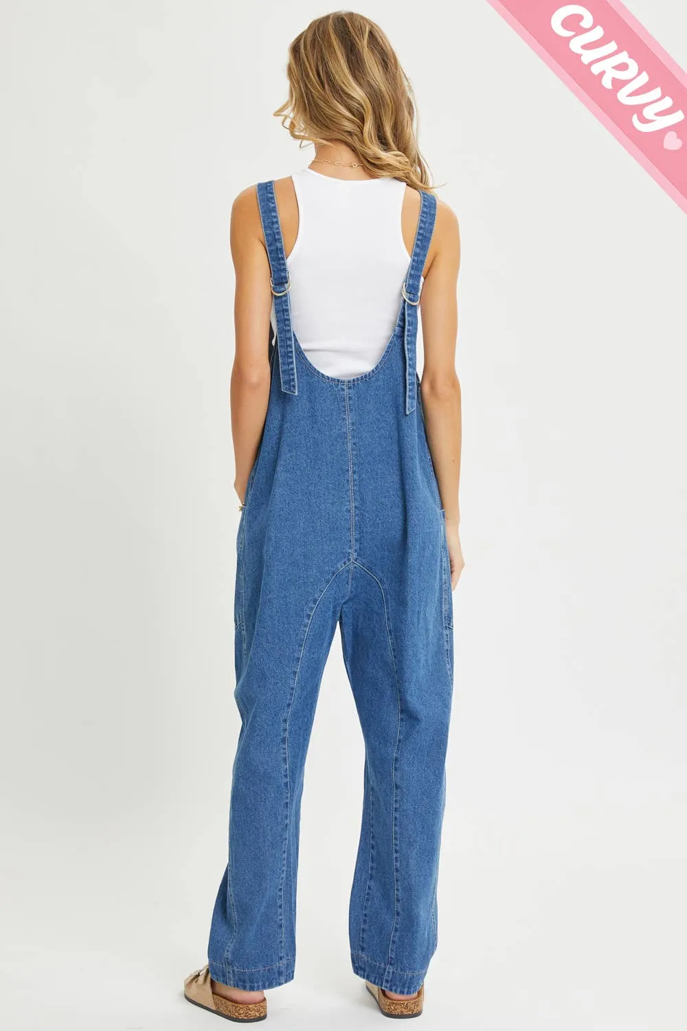 Plus Denim Overall Jumpsuit