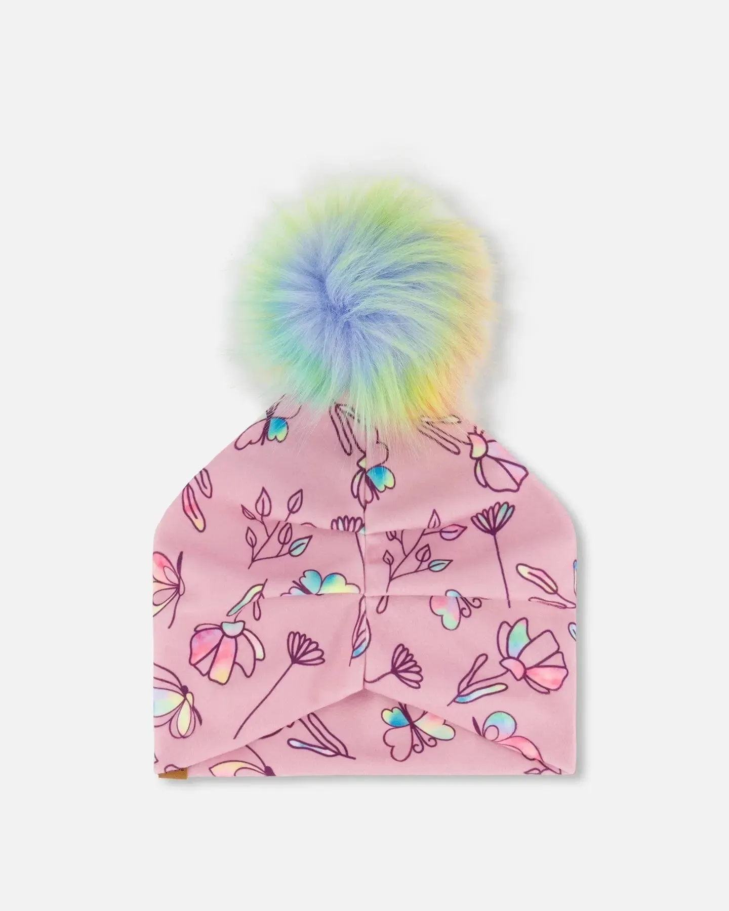 Printed Jersey Detachable Pompom Hat Lilac And Multicolored Butterfly