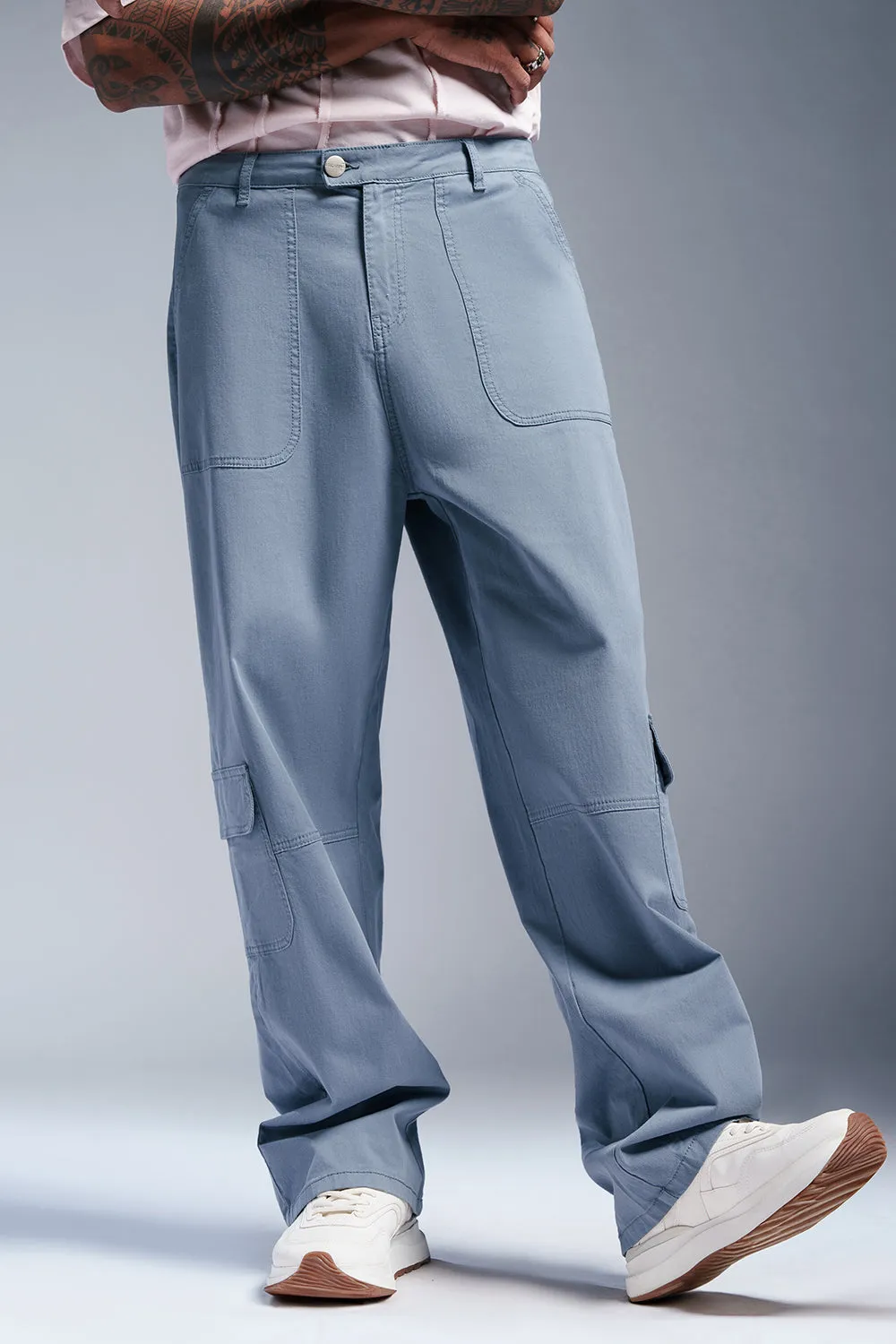 Pulse Grey Men's Straight Fit Cargo Pants