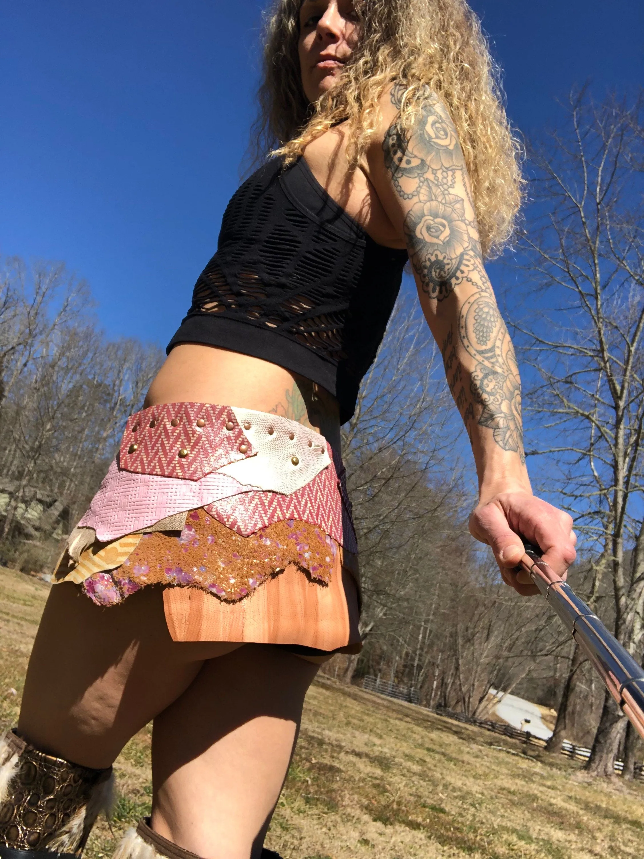 QETESH,  Goddess of Love and Beauty Leather Utility Belt, Burning Man Skirt, Steampunk costume, Rave Skirt