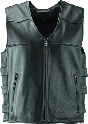 River Road Plains Leather Vest Black - Large