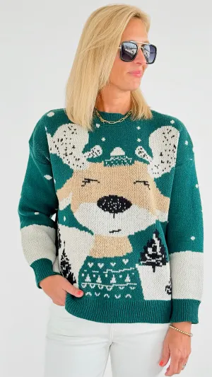 Rudolph Printed Sweater - Green