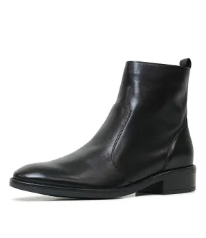 Seline Black Leather Ankle Boots